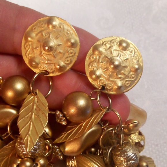 Gold tone 3 1/2" long Cha Cha earrings - Picture 3 of 7